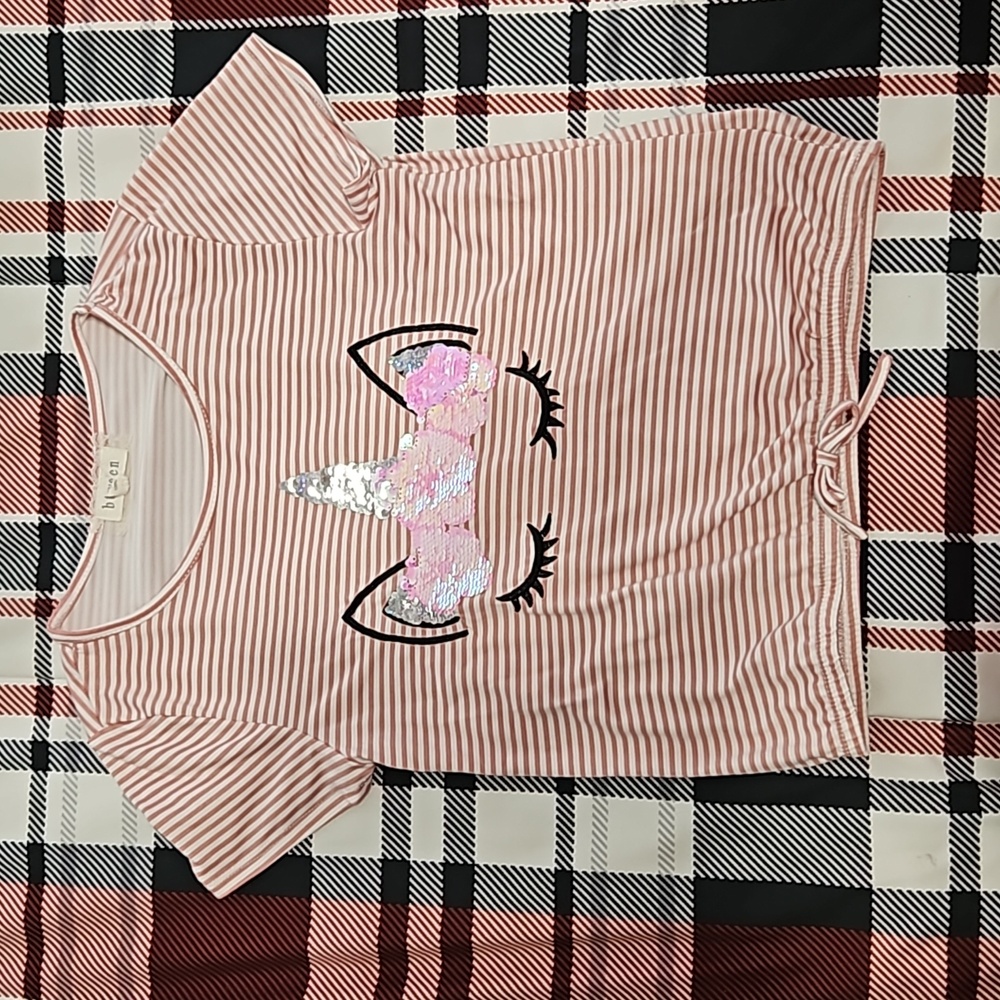Pink and white girl's shirt
